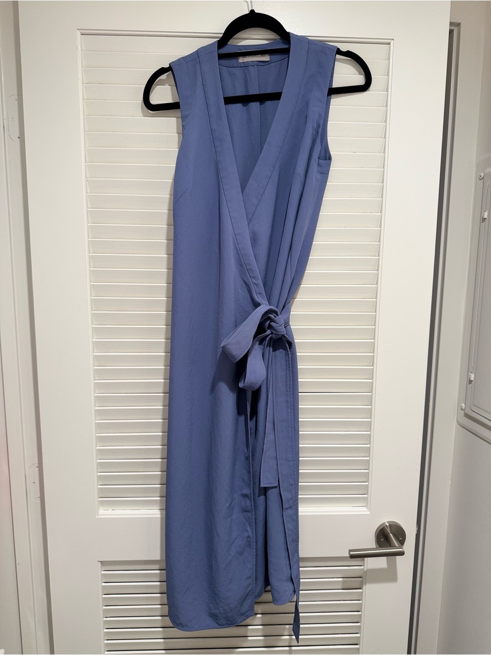 EVERLANE The Japanese GoWeave Sleeveless Wrap Dress Cornflower Blue Size 00 - Picture 2 of 5